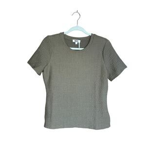 DKNY Women’s Crinkle Stretch Knit Top, Green, Size S, GUC